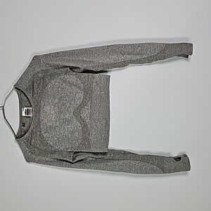 GYMSHARK small gray and pink matching set cropped long sleeve and leggings